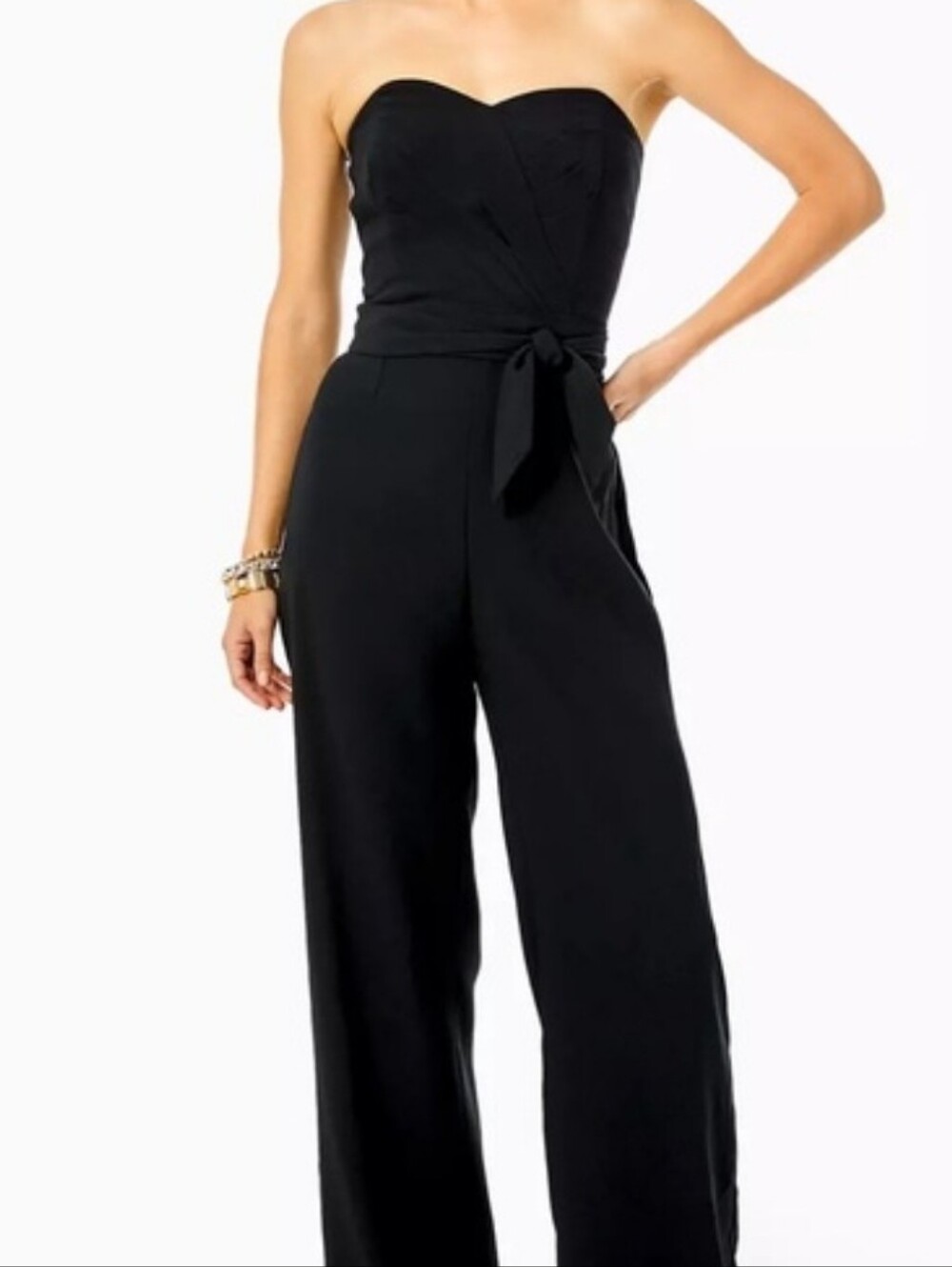 Lilly Pulitzer Kylo Black Strapless Jumpsuit with Waist Tie